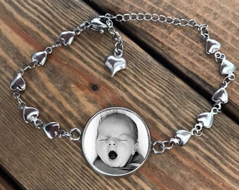 Photo Bracelet, Personalized Photo Gift, Picture Bracelet, Custom Jewelry Gift, Personalized Charm Bracelet, gift for mom, grandma