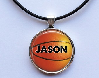 Collier de basket-ball personnalisé - pendentif de basket-ball personnalisé - prénom personnalisé - basket-ball - bijoux pour garçons - cadeau pour adolescent