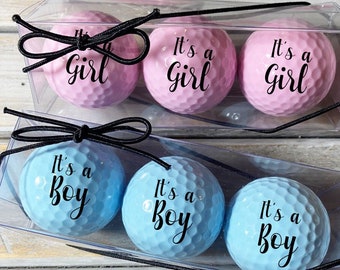 It's a boy, It's a girl, blue or pink golf balls, gender reveal, pregnancy announcement, pregnancy reveal, birth announcement, new baby