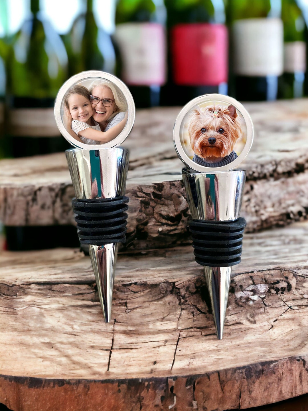 Double Sided Wine Stopper With Your Photos Custom Bottle Stopper Unique