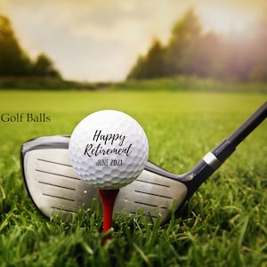 HAPPY RETIREMENT golf balls - retirement gift - gift golf balls - retired - Gift for golfer - Golfing Gift - 3 golf balls