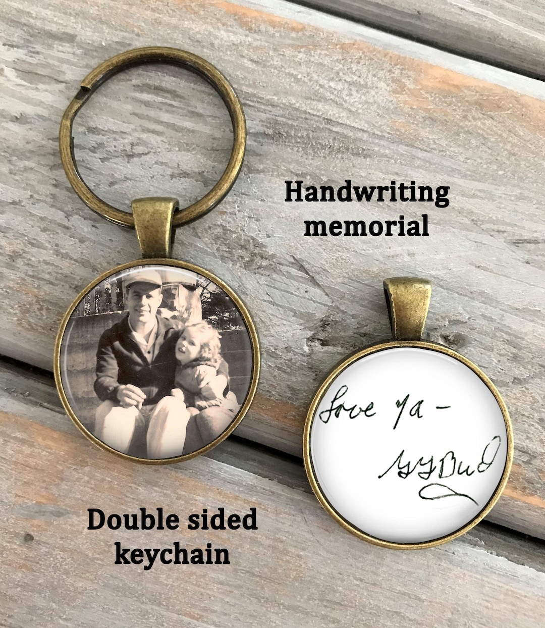 Handwriting Memorial Keychain With Photo, in Loving Memory Gift, Custom ...