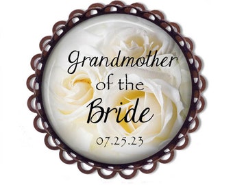 Grandmother of the Bride, brooch, personalized with wedding date - Grandmother of the Bride Brooch - gift for Grandmother of the Bride