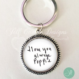 Handwriting Keychain - ACTUAL handwriting, Child&#39;s Handwriting, YOUR Loved one&#39;s Handwriting or signature, Handwriting charm, jewelry