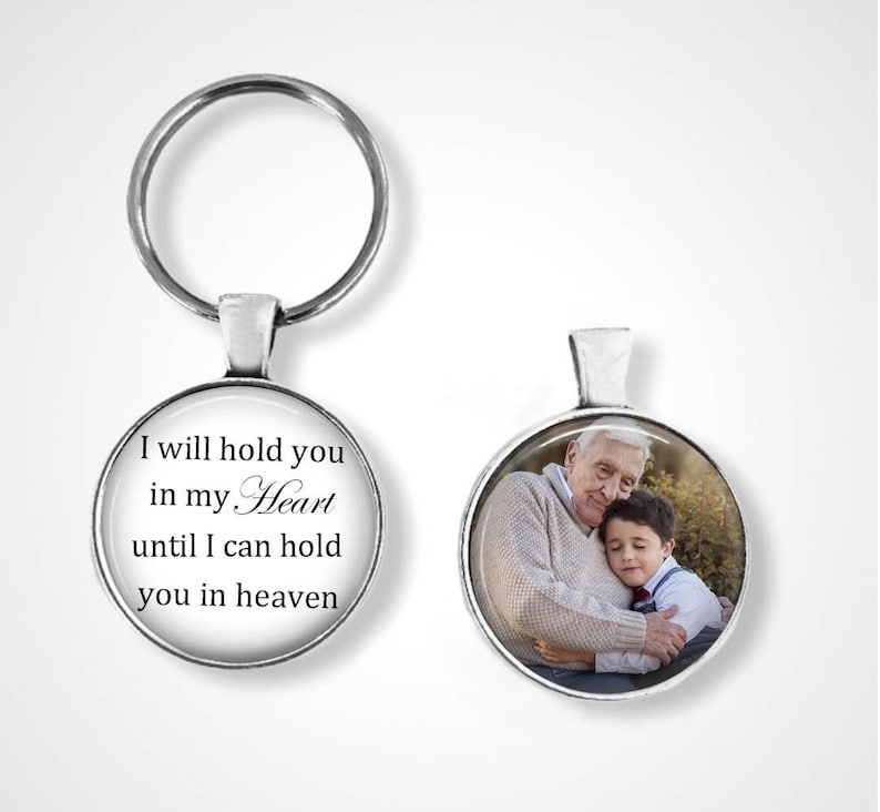 heaven remembrance memorial gift memorial charm in loving memory I will hold you in my heart MEMORIAL KEYCHAIN in memory of