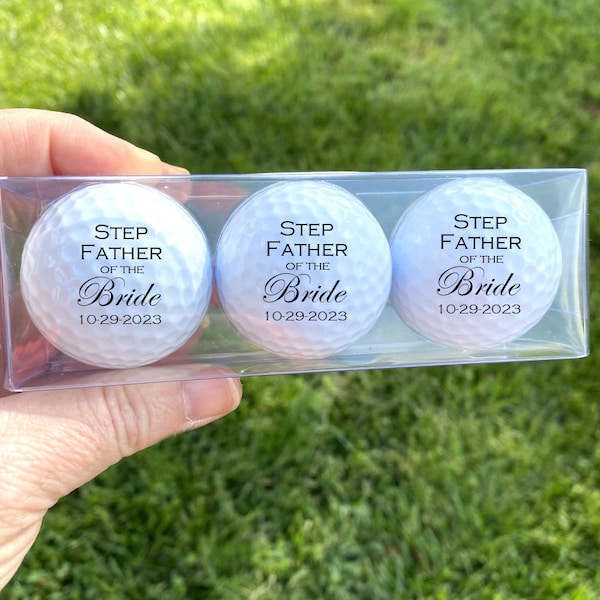 STEPFATHER of the BRIDE, custom golf balls- Stepdad - Wedding - Bride's Step Father, Stepfather of the Bride gift, personalized golf balls