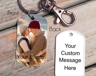 ANNIVERSARY GIFT, boyfriend, girlfriend, husband, wife -custom photo, custom message keychain - photo dog tag - photo key fob - wedding gift