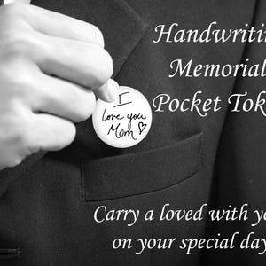 Memorial Pocket Token for Groom on wedding day - HANDWRITING and PHOTO - memorial Pocket token - Pocket Coin- wedding memorial pocket token