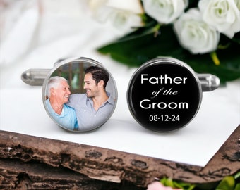Father of the Groom Cufflinks - Custom Photo Cuff Links for the Father of the Groom on wedding day - Wedding Cufflinks - gift from groom