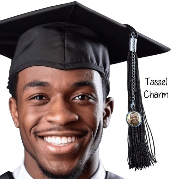 Graduation Memorial Tassel Charm – Custom Photo Charm for Cap or Gown – In Loving Memory