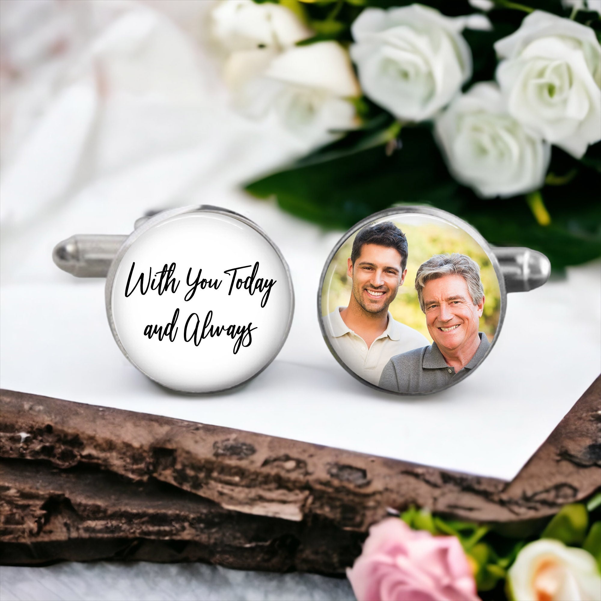 Custom Memorial Photo Cufflinks - Personalized Groom Wedding Gift, Wedding Cufflinks for Men, Custom Picture Cuff Links