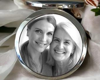 Personalized Compact Mirror: Custom Photo & Engraved Message for Mother's Day