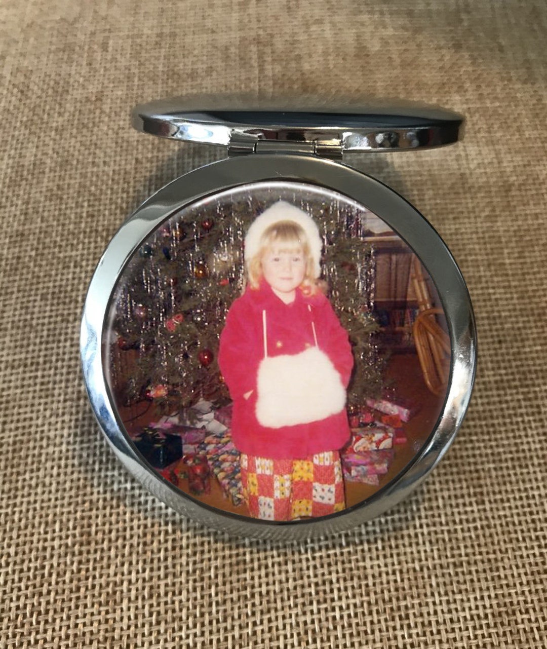 Compact Mirror With Engraved HANDWRITING on Back, Custom Photo Purse