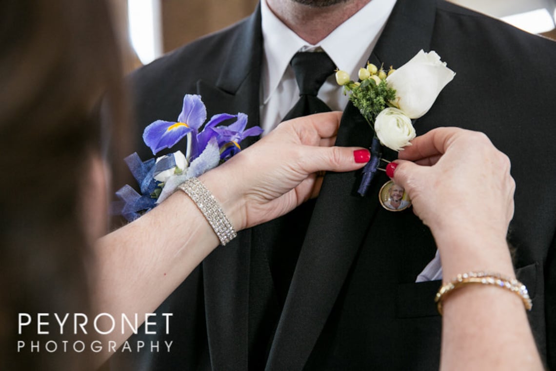 Boutonniere Charm - Memorial Charm - Two Sided Photo and Handwriting
