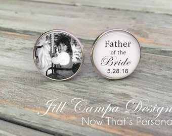 FATHER of the BRIDE - Father of the Bride Cufflinks - Photo Cuff Links - Cuff Links - Father of the bride gift - Wedding Cufflinks