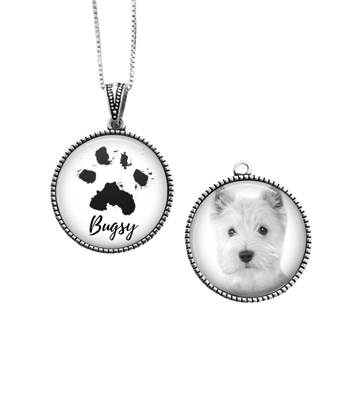Custom Paw Print Necklace Memorial Pet Necklace Dog Necklace Etsy