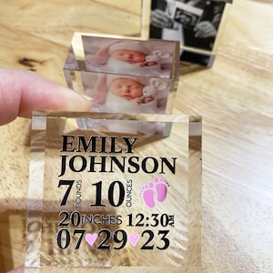 Personalized Birth Announcement, Custom Acrylic Photo Block Set of 3, Personalized Baby Announcement, new baby gift, baby boy, baby girl