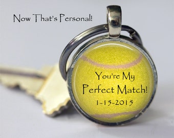 Personalized TENNIS BALL keychain- You're My Perfect Match - Couples Keychain - To Groom from Bride - Husband Wife, Boyfriend Girlfriend