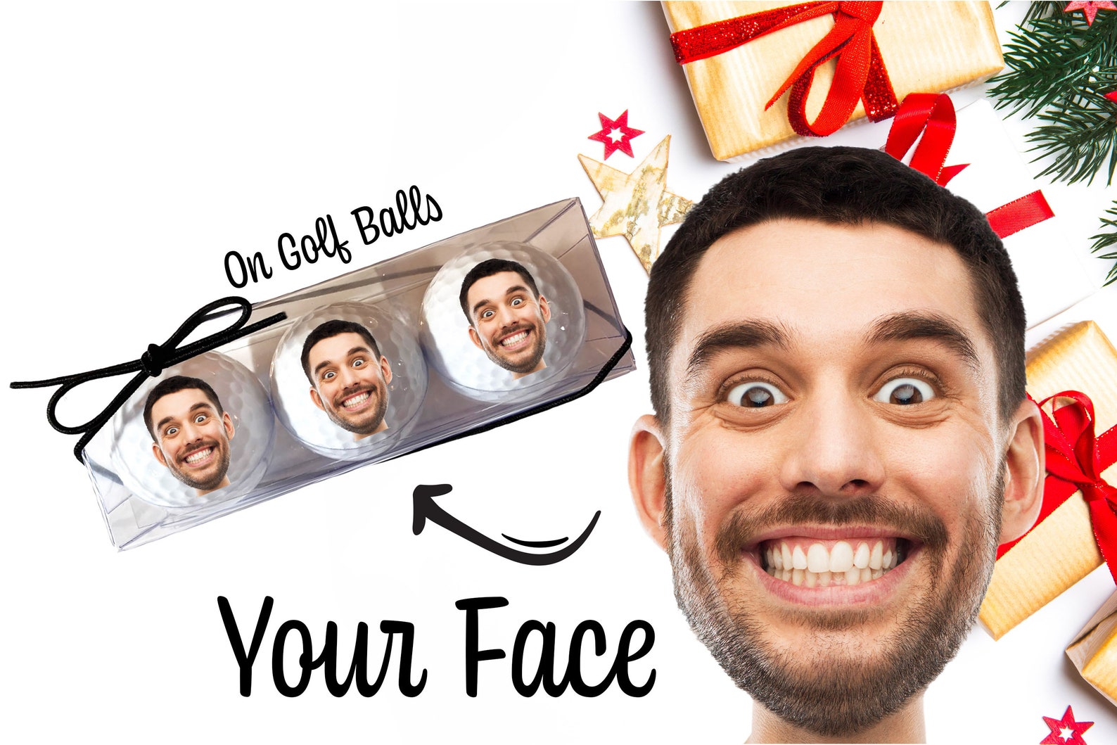 FACE GOLF BALLS Your Face on a Golf Ball Set of 3 Custom Etsy