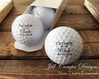 FATHER of the BRIDE, Father of the Bride gift, Father of the bride golf balls, personalized golf balls, set of 3