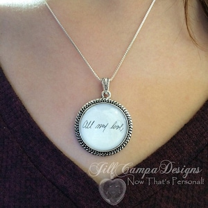 Custom Handwriting necklace - Child&#39;s Handwriting -YOUR Loved ones Handwriting or signature - Loved Ones Handwriting - handwriting charm