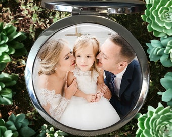 Personalized Compact Mirror with Custom Photo | Elegant Photo Keepsake and Gift Idea | unique gift for wife, mom, sister, friend, MOB