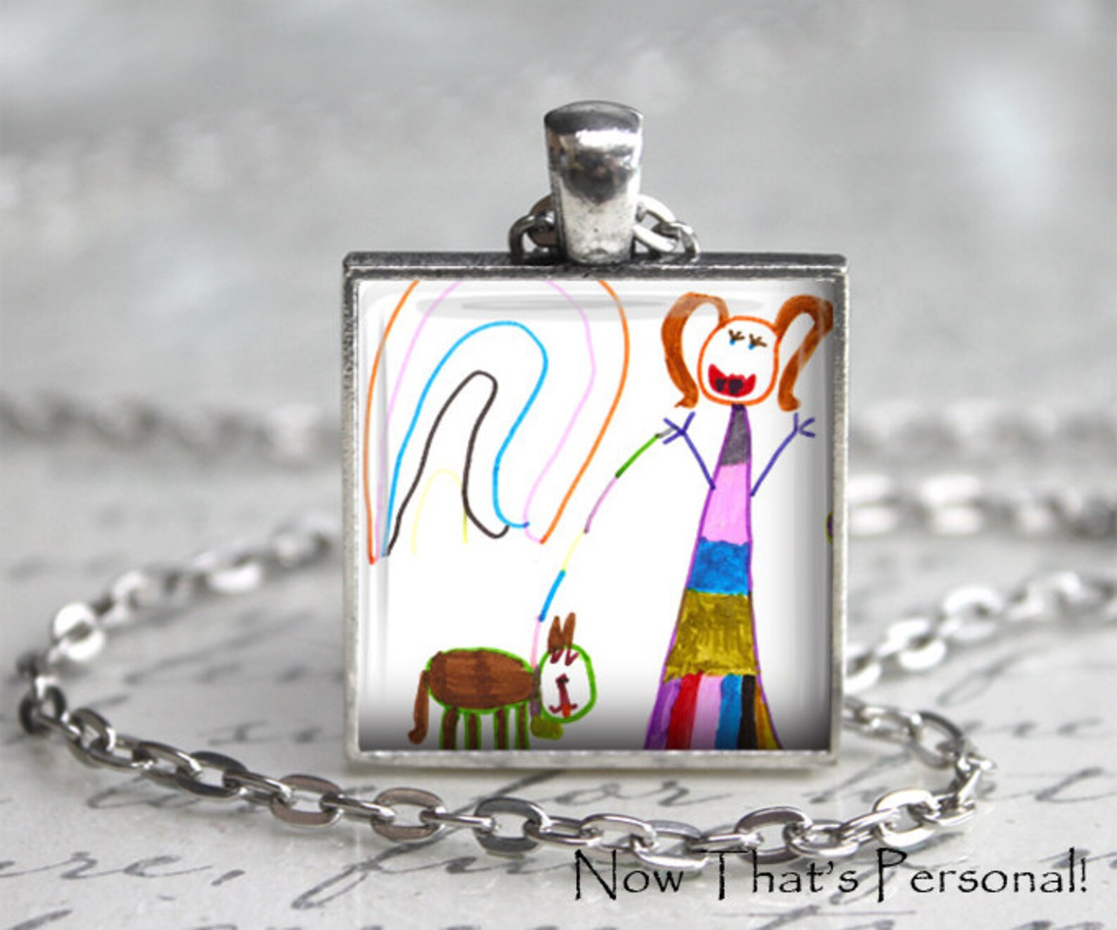 Your Child's Artwork Necklace Children's Artwork Etsy
