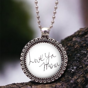 Custom Handwriting necklace - Child&#39;s Handwriting -YOUR Loved ones Handwriting or signature - Loved Ones Handwriting - handwriting charm
