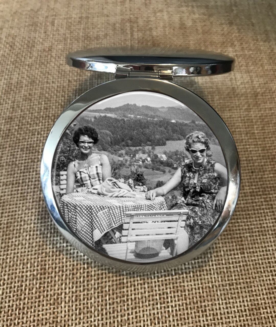 Nostalgic Gift, Your Vintage Photo on a Compact Mirror With Optional ...