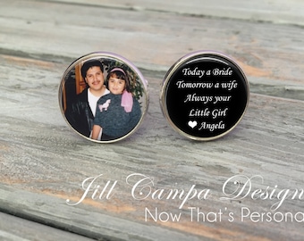 Father of the Bride Cufflinks - Today a Bride - Silver Wedding Cufflinks - Picture Cuff Links - Father of the bride cuff links, custom photo