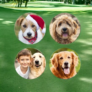 PHOTO Golf Ball Markers set of 4 DIFFERENT Photo Markers Gifts for Dad Personalized Gifts for Golfers Your Picture on a Golf Marker image 2