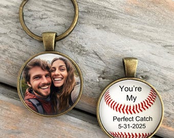Custom Photo Keychain – Baseball Anniversary Gift for Boyfriend, Husband