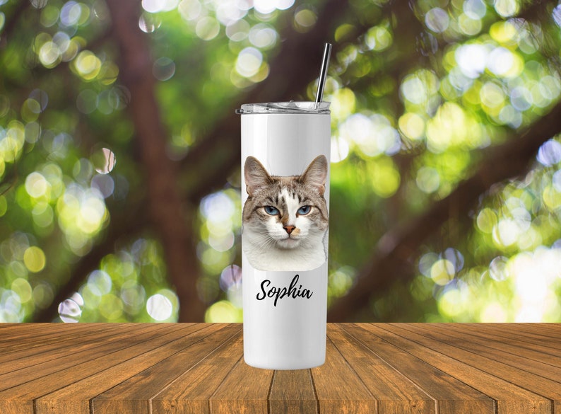 Your Cat's Face on a Tumbler Custom Cat Tumbler image 1