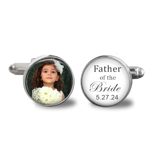 FATHER of the BRIDE Gift - Gift to Dad- Bridal Cufflinks - Photo Cuff Links - Cuff Links - Father of the bride gift - Wedding Cufflinks