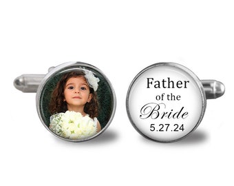FATHER of the BRIDE Gift - Gift to Dad- Bridal Cufflinks - Photo Cuff Links - Cuff Links - Father of the bride gift - Wedding Cufflinks