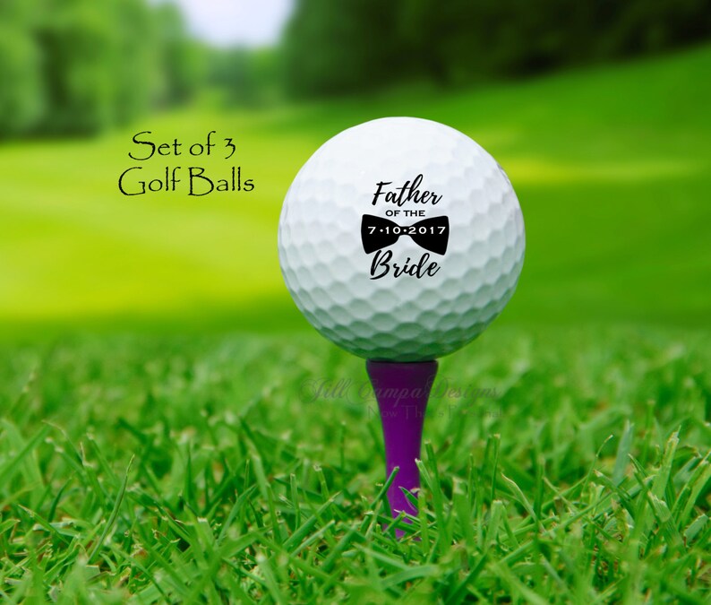 FATHER of the BRIDE, custom golf balls, gift for Dad, Wedding, Bride's Father, Father of the Bride gift, golf balls, set of 3, bow tie image 3