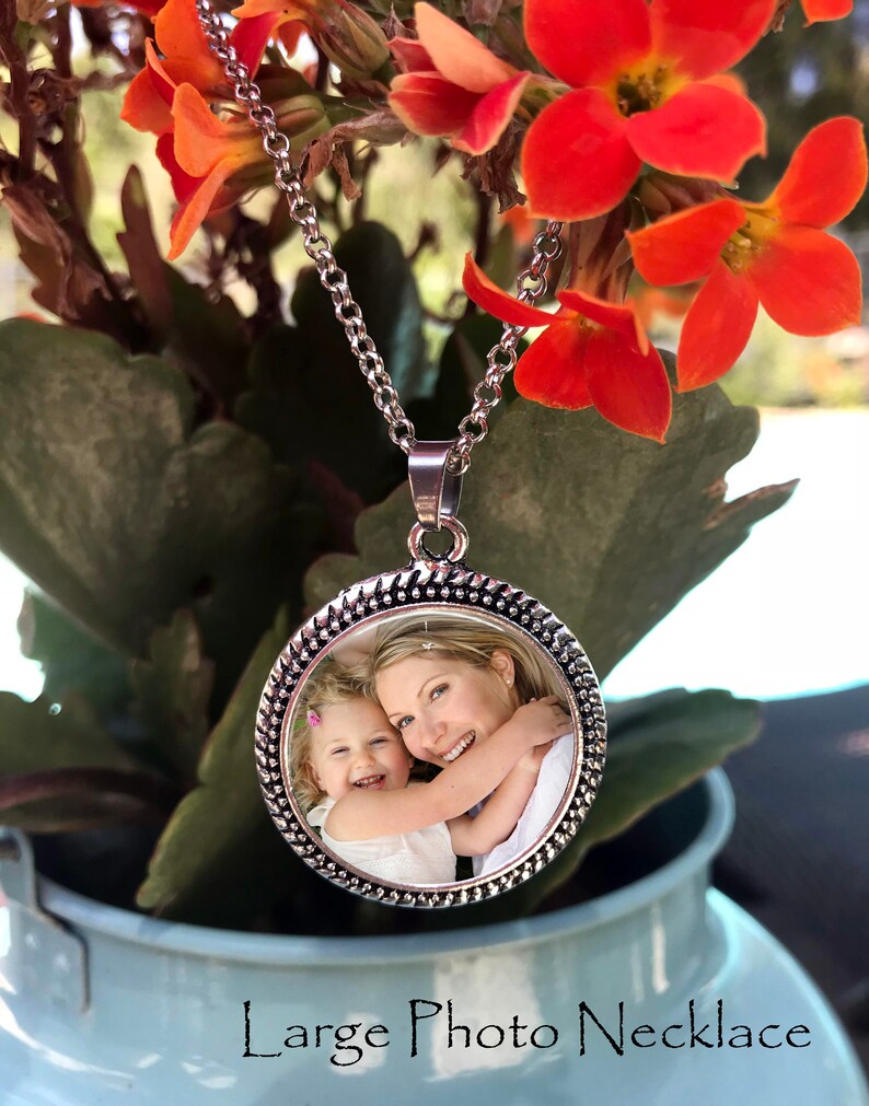 Large Photo Pendant Necklace Your Own Photo Photo Jewelry Photo Necklace Custom Picture Necklace Personalized Necklace, gift image 1