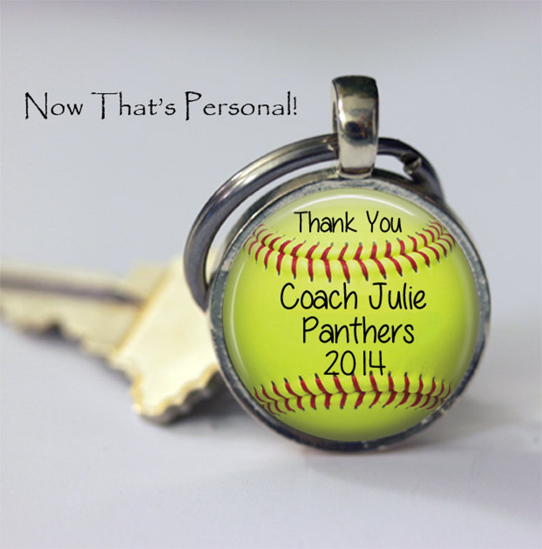 CUSTOM SOFTBALL Key Chain thank You Coach With Your Coach's Name, Team