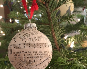 Musical Christmas Balls, upcycled onaments, glass ball ornaments, Chritmas ornaments, Christmas balls,  Music ornaments, old sheet music