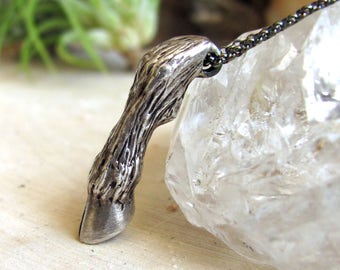 Deer Hoof Necklace - Sterling Silver Hand Carved and Cast Necklace, Handmade Jewelry Woodland Necklace Original Totem Jewelry