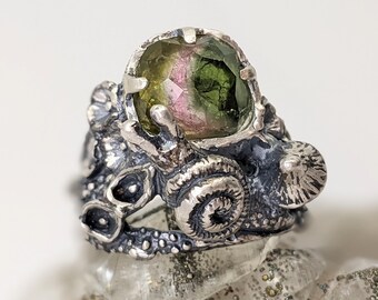 Tourmaline Snail Trail Ring, size 9.5