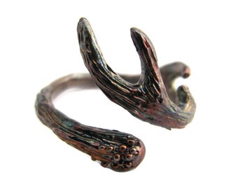 Antler Ring, sterling silver, size 7 ready to ship