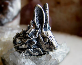 Into The Woods - Rabbit or Bunny Ring, Handcrafted in Sterling Silver, made to order in your size
