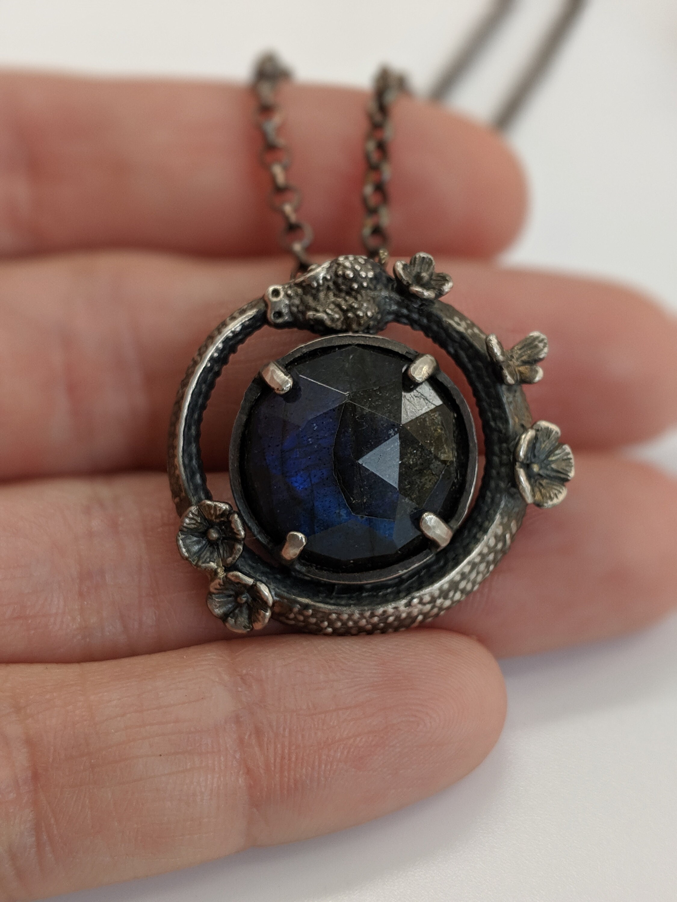 Floral Ouroboros Labradorite Necklace