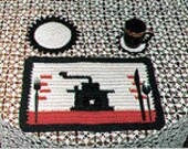 Coffee Grinder Placemat Set with Hot Mats and Coasters Crochet Pattern