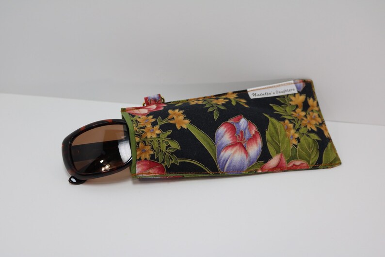 Pink and Purple Flowers Sunglass Pouch Sleve Gold