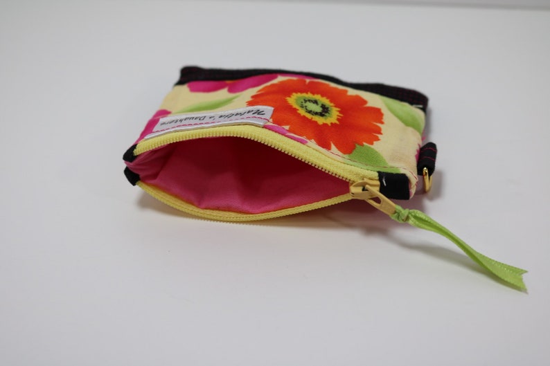 Yellow with Pink and Orange Flowers Coin Pouch