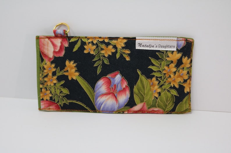 Pink and Purple Flowers Sunglass Pouch Sleve Gold