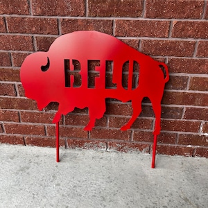 Jumbo &#39;BFLO&#39; Buffalo Steel Lawn Ornament / Buffalo / Metal Buffalo / Buffalo Bills