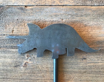 Steel Dinosaur Garden Stake / Dinosaur Fossil / Metal Yard Art / Jurassic Park